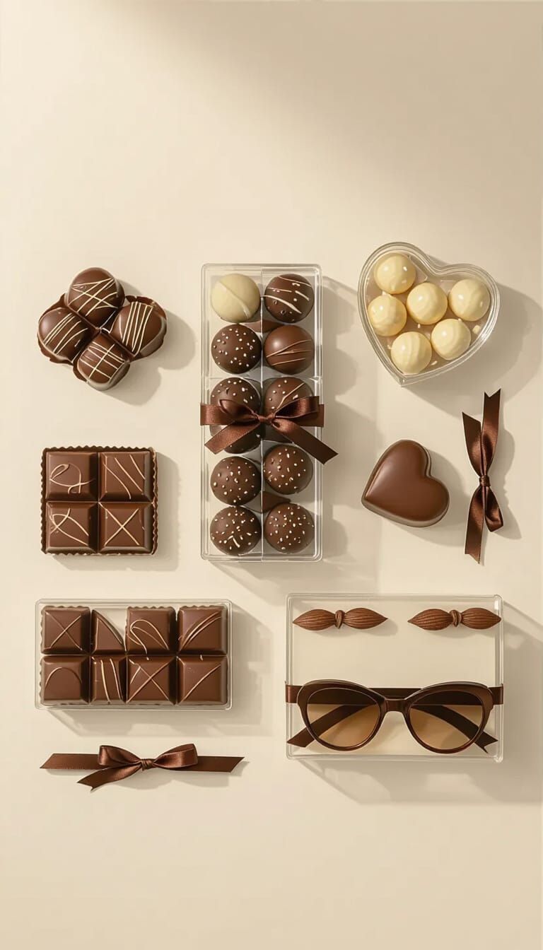 Luxurious Pralines in Transparent Gift Packages