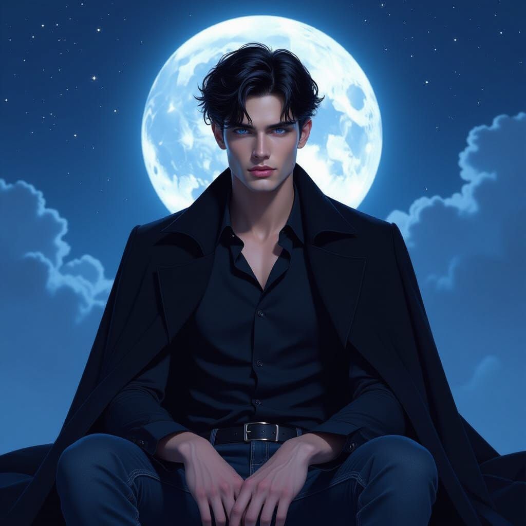 Mystical Portrait of Young Man in Dramatic Lighting