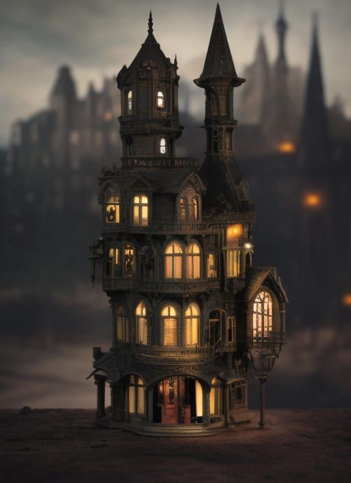 Gothic Steampunk City: Miniature Dystopian Metropolis