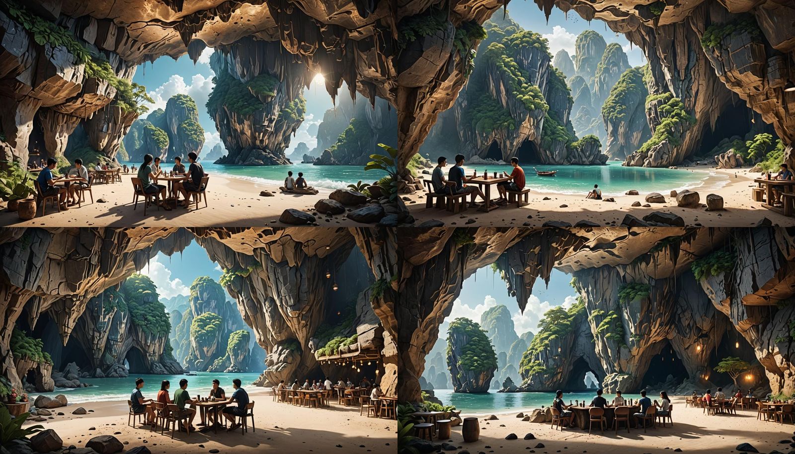 Coffee Shop in Cave Overlooking Tropical Beach