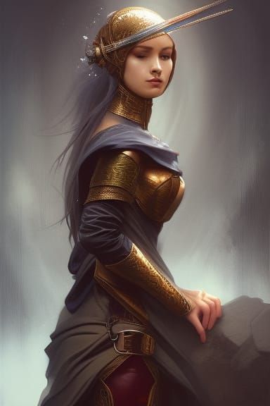 Medieval Woman Portrait in Hyperdetailed Style