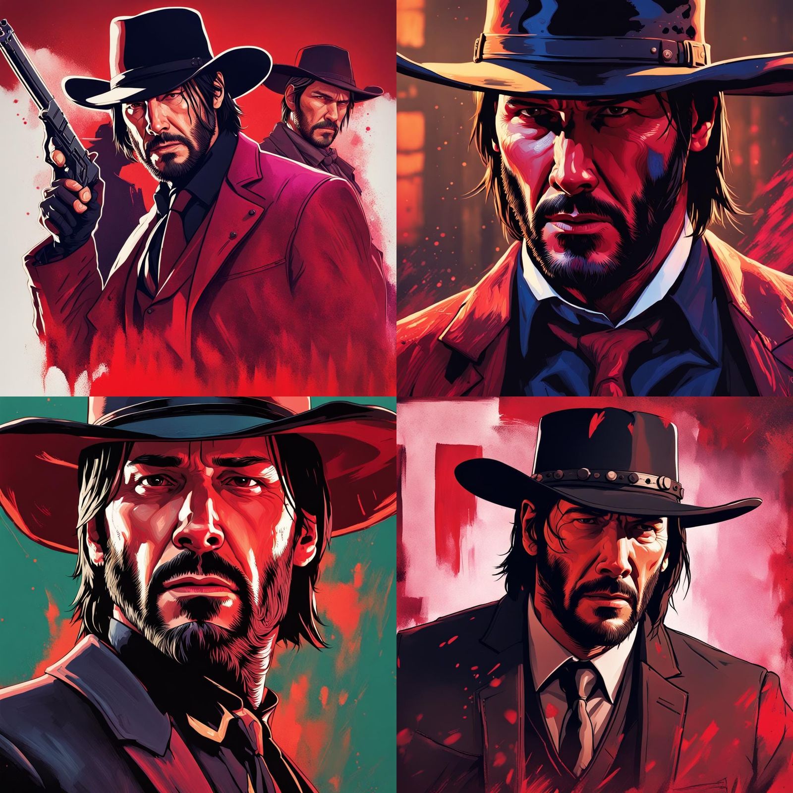 "John wick as a cowboy like in red dead 2