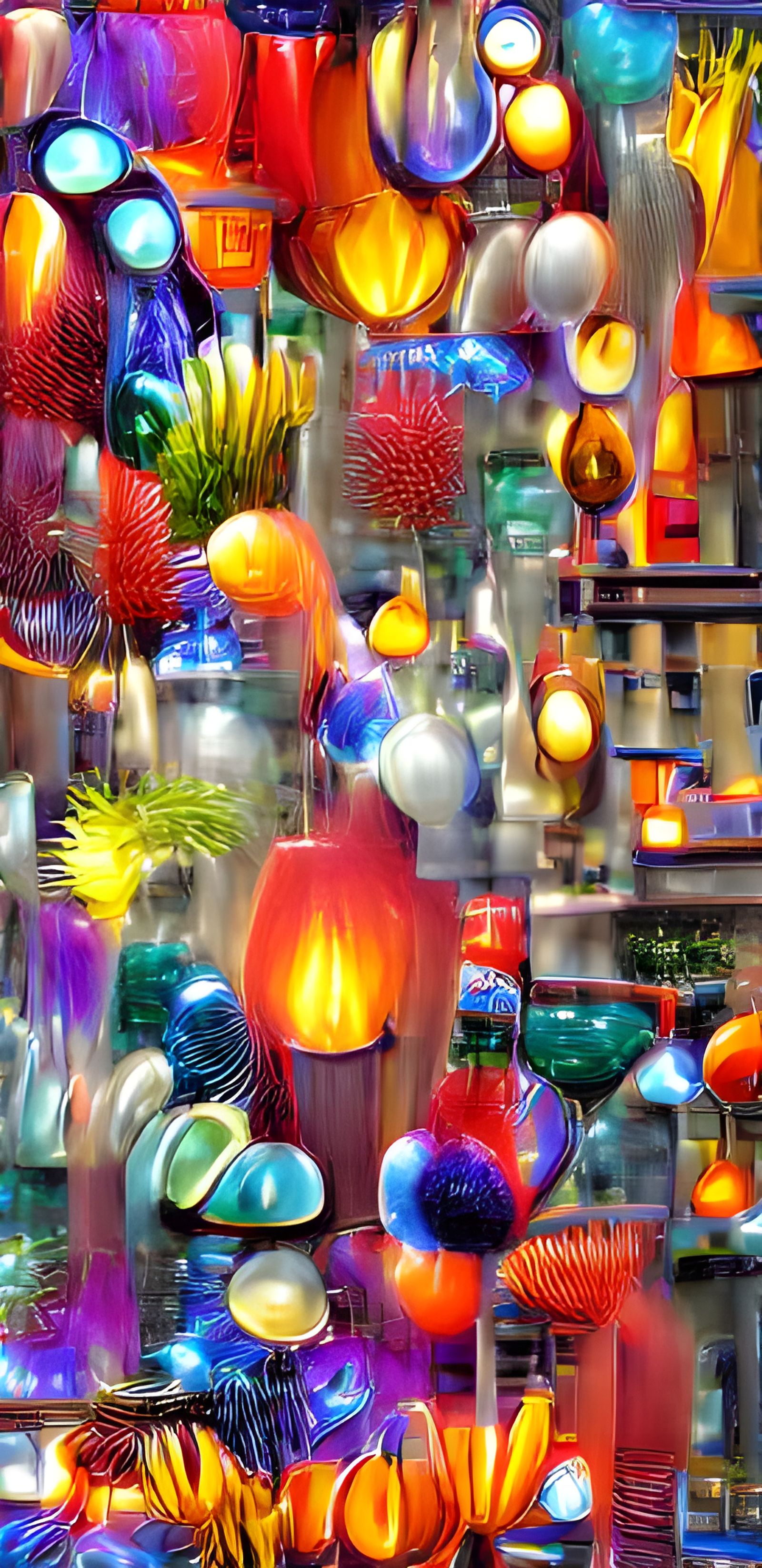 Colorful Lightbulbs and Glass Lamps Display