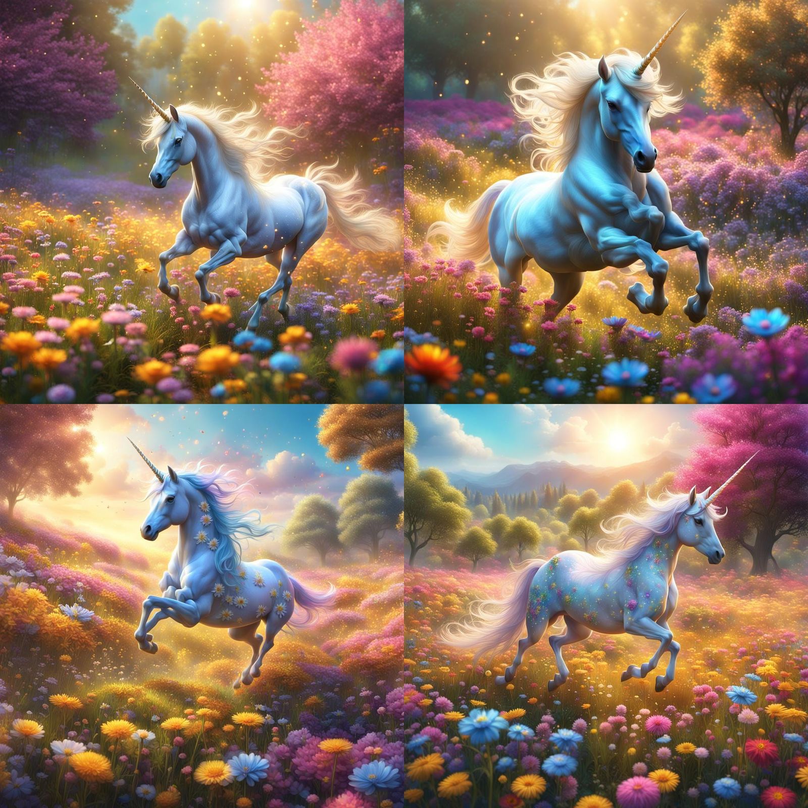 Enchanting Unicorn Prancing in a Sunny Meadow