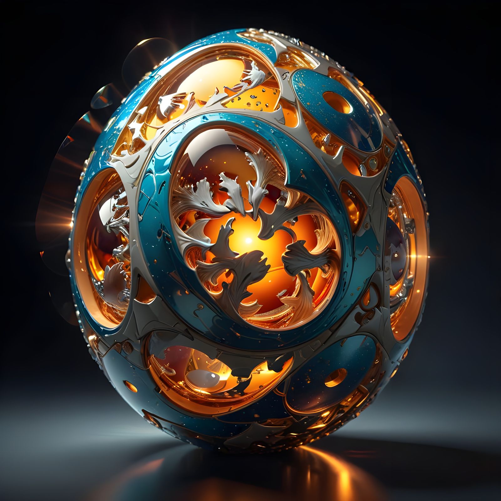 Surrealist Easter Egg with Infinite Mirrors and Fractals