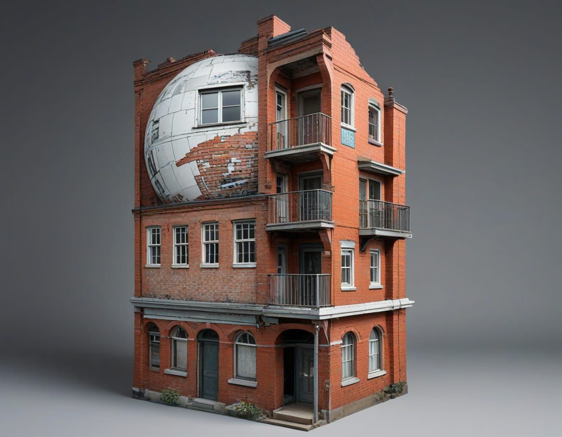 Neuromancer's Cyberpunk Vision of Faded Brick Cityscape