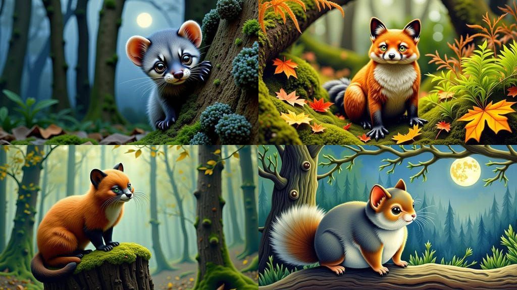 Stylized Pine Martin Portrait in Whimsical Art