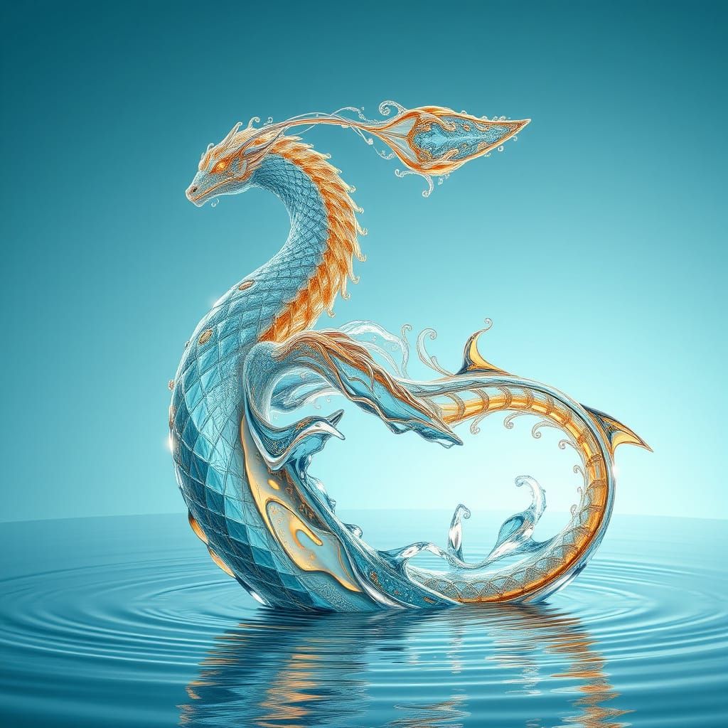 Ethereal Water Being with Shifting Form and Colorful Reflect...