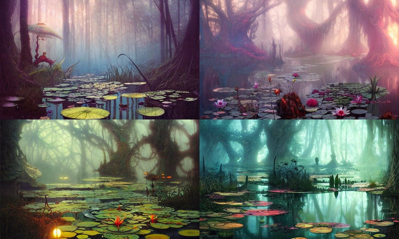 Mystical Swamp in Warm Morning Light