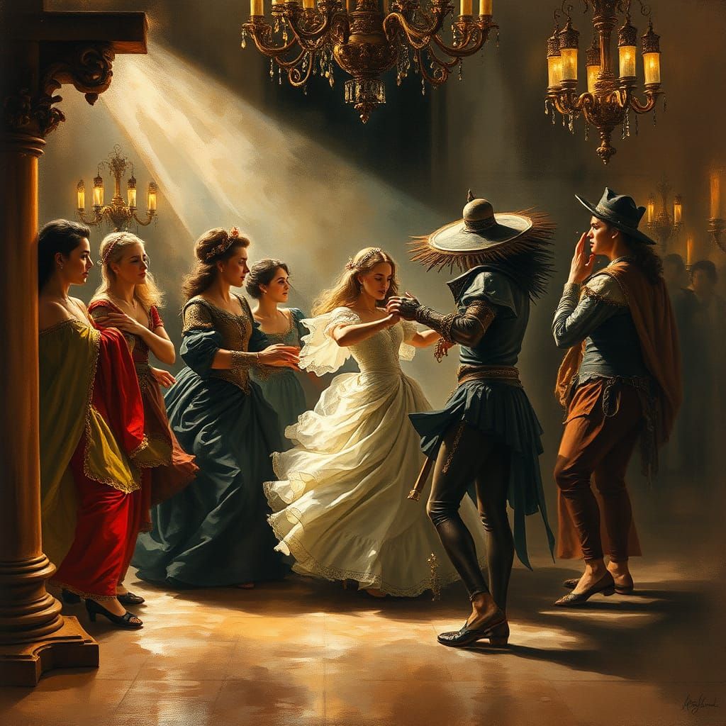 Medieval Dancing Party in Baroque Style