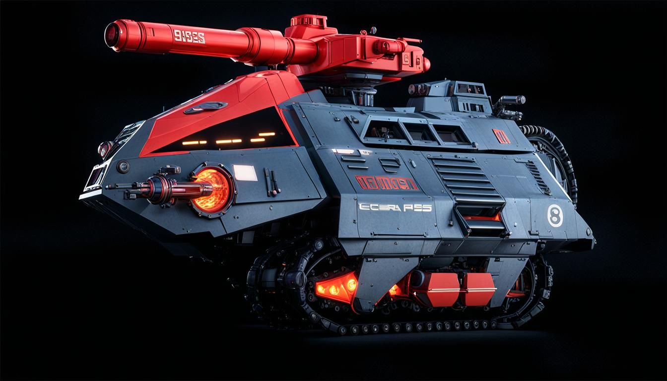1988 Cobra H.I.S.S.: High Speed Sentry tank, intricate mech details, ground level shot, 8K resolution, Cinema 4D, Behanc...