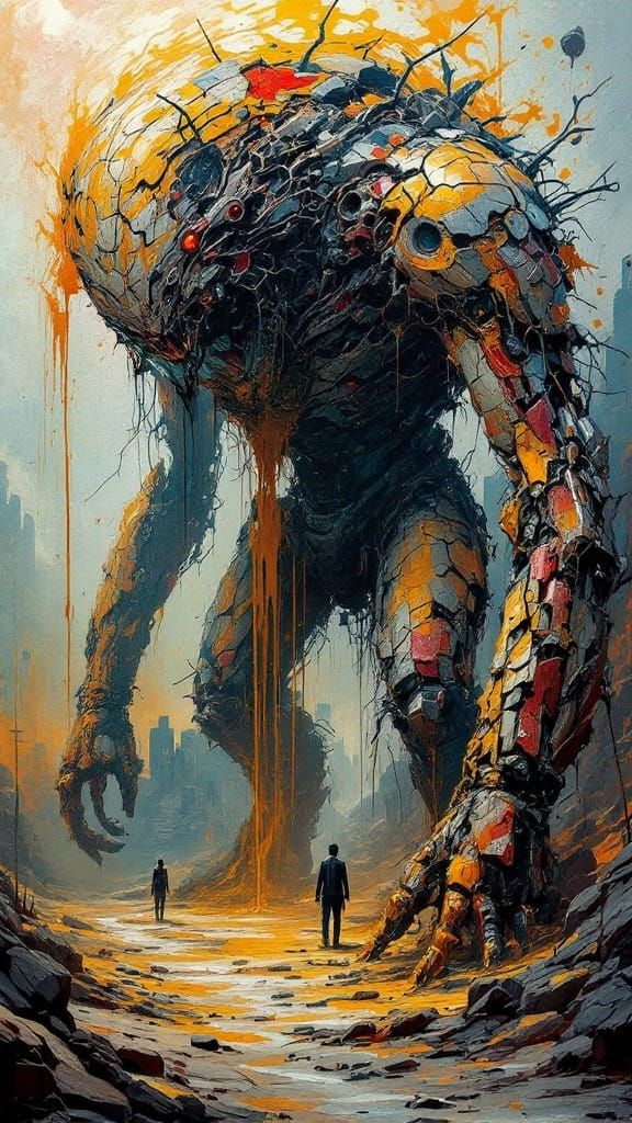 Biomechanical Colossus in Industrial Decay