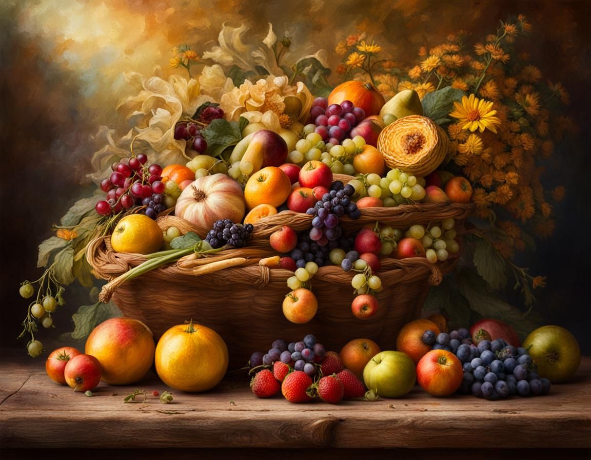 Cornucopia Still Life in Sfumato Style