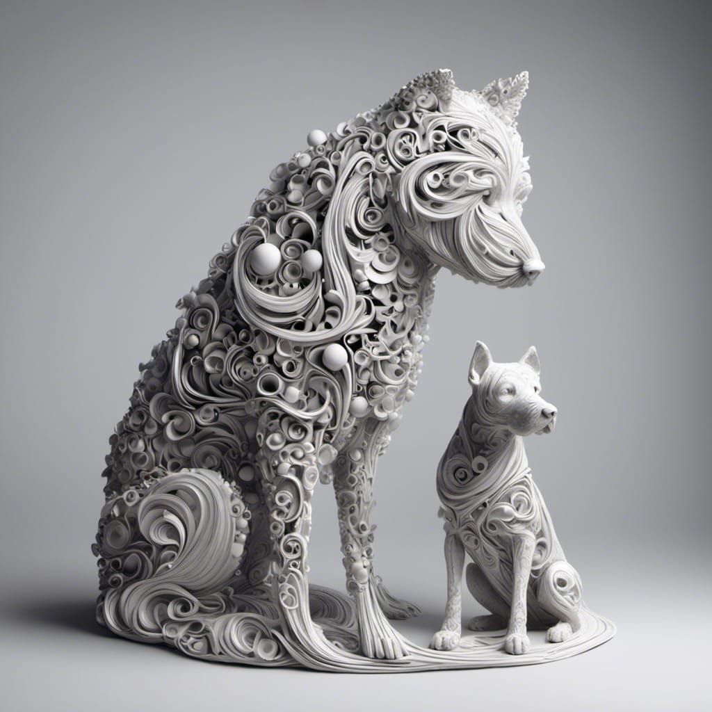 Man and Dog: Abstract Digital Art of Love