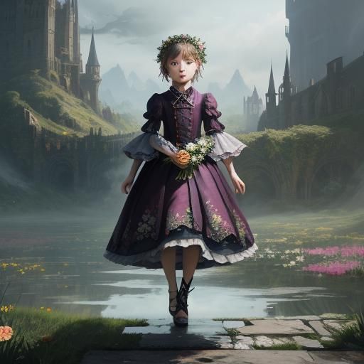 Little Girl's Wedding Mishap: Detailed Matte Painting