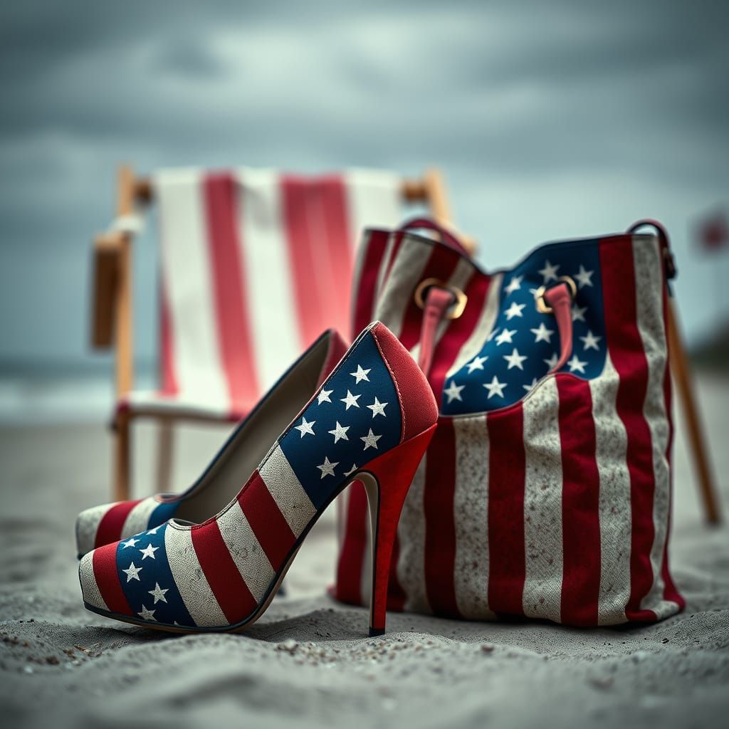 Patriotic Beachside Luxury in Hyperrealistic Detail