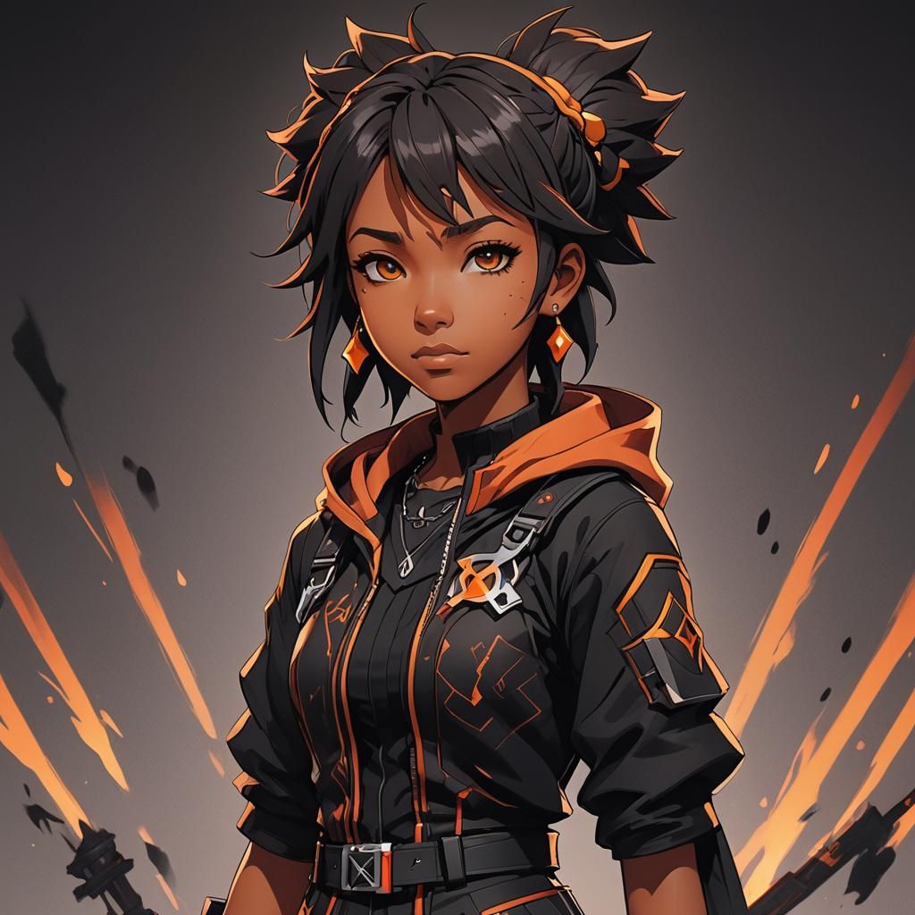 Heroic Blasian Girl in Anime Style Kingdom Hearts Outfit