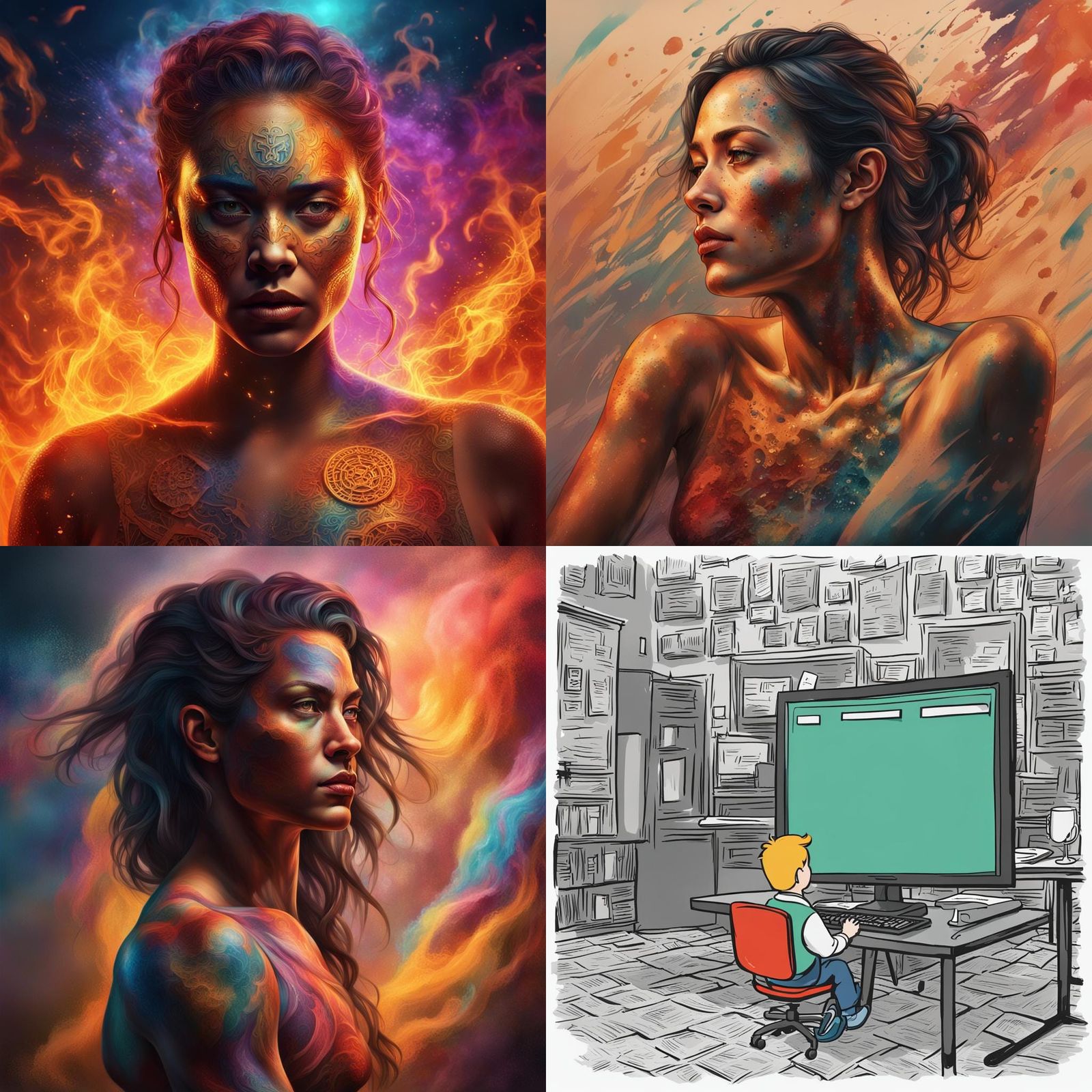 Hyperrealistic Bare Female Chest in Splash Art Style