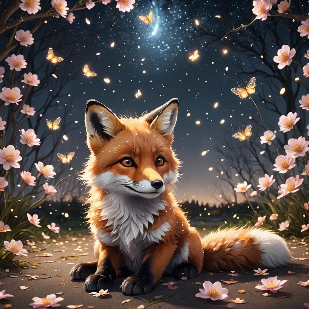 Adorable Fox in a Magical Forest, 3D Render