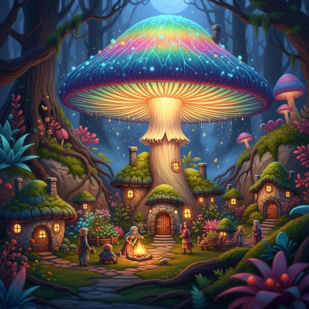 Luminous Mushroom City Inspired by Rackham