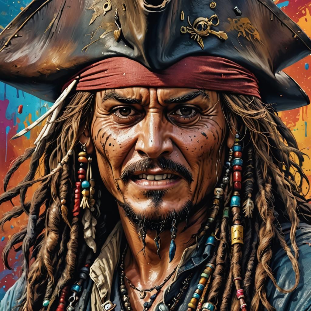 Hyperrealistic Close-Up: Jack Sparrow's Funny Face