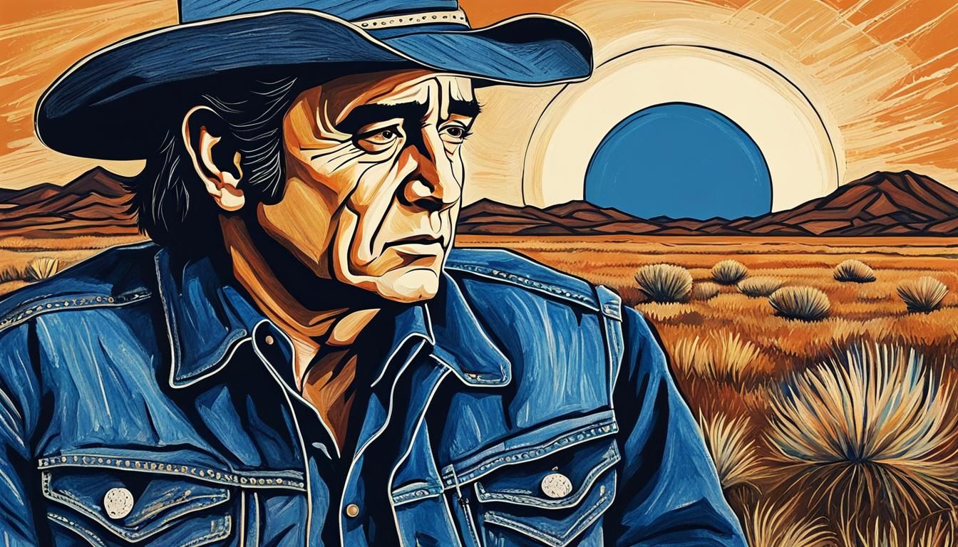 Young Johnny Cash Cowboy Portrait in Prairie Desert