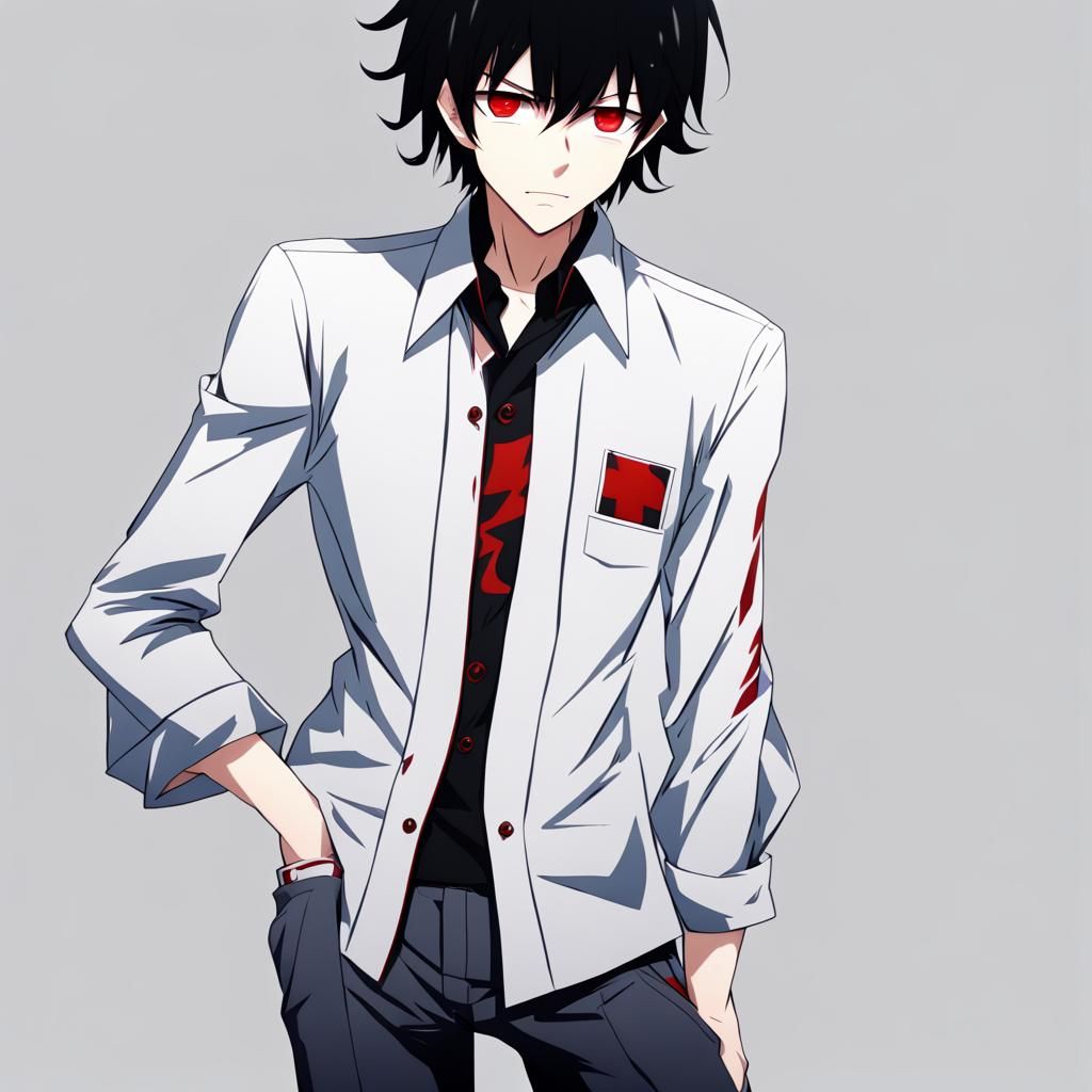 Anime Style Character with Red Eyes