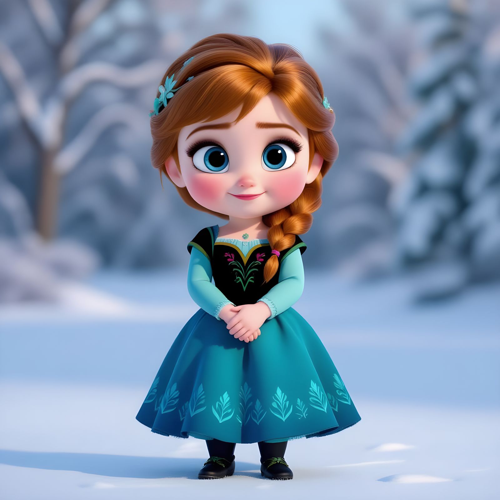 Pixar Style Baby Anna in Pastel Dress