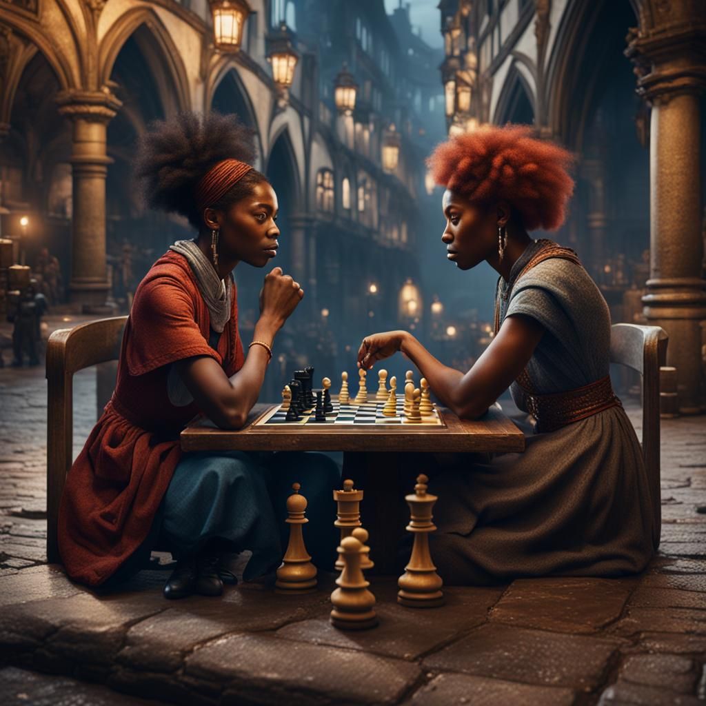 Chess Game in Strasbourg: Fantasy Concept Art