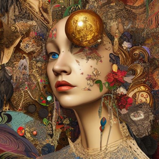 Elaborate Maximalist Poetry Collage in Harlem Renaissance St...