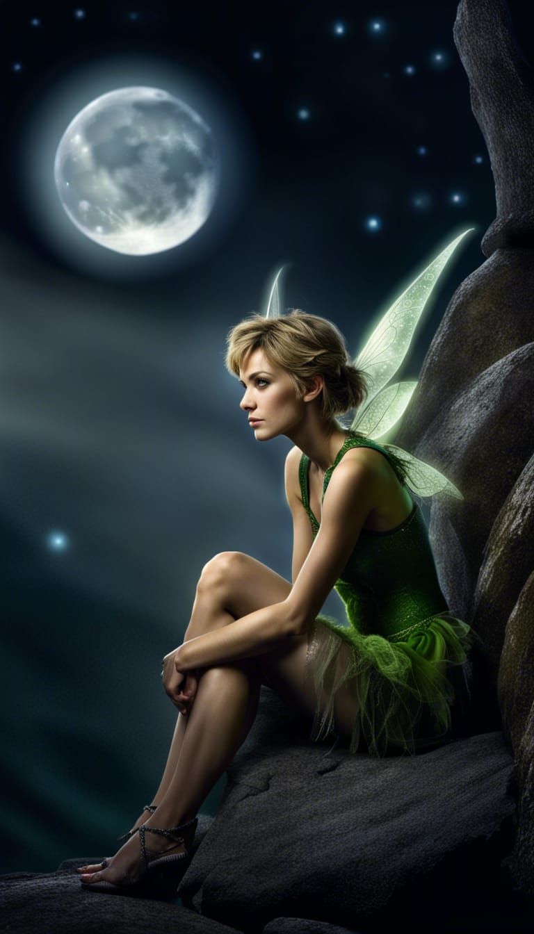 Tinkerbell Gazing at the Moon