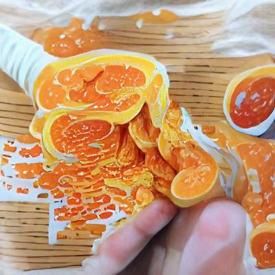 Detailed Gouache Painting of Orange Pulp