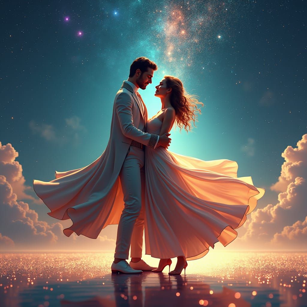 Celestial Dance: A Romantic Fantasy Scene
