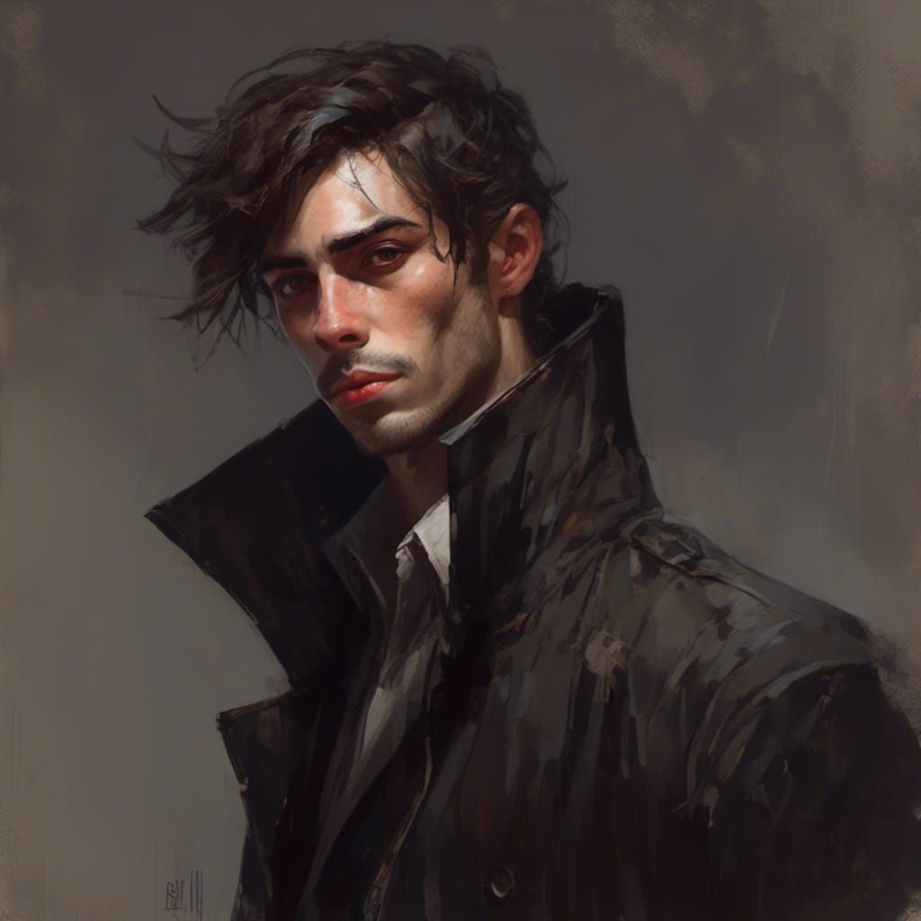 Smug Young Man Portrait in Anime Style