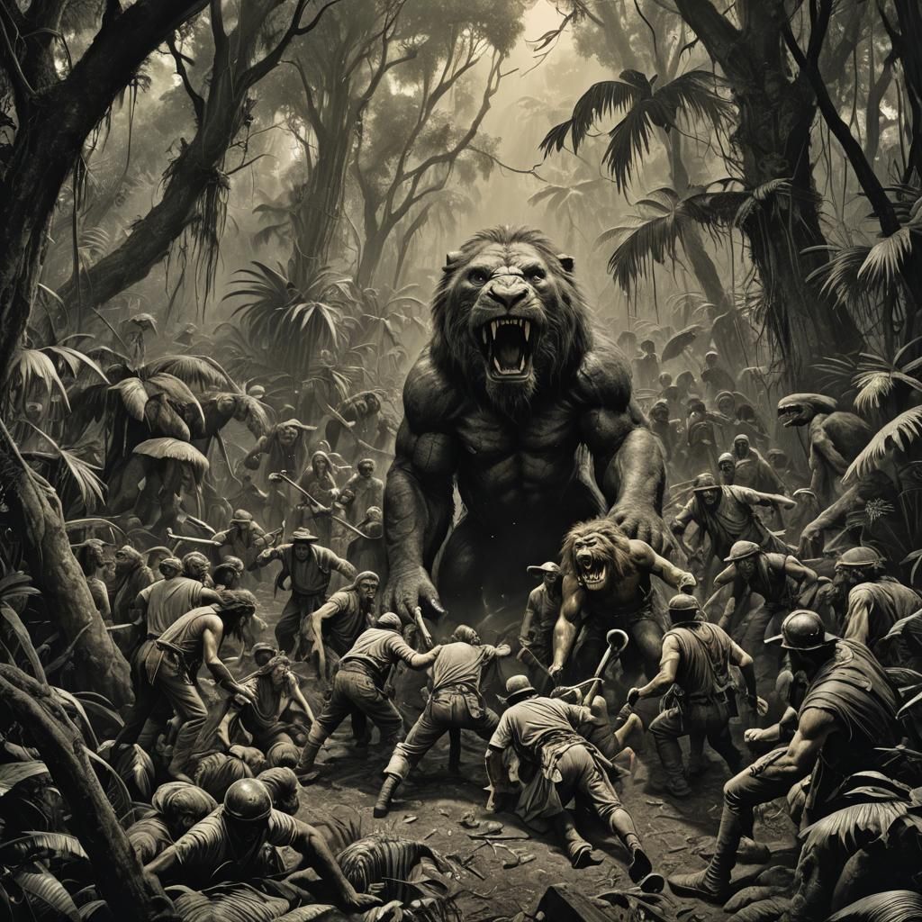 Dramatic Jungle Movie Set in Horror Style