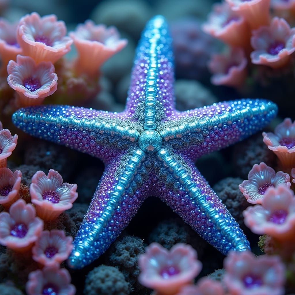 Beaded Starfish in Crystal Coral Reef