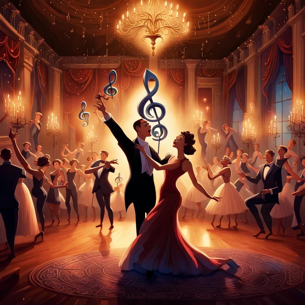 Treble Clef Ballroom Dance in a Fantasy Concept Art