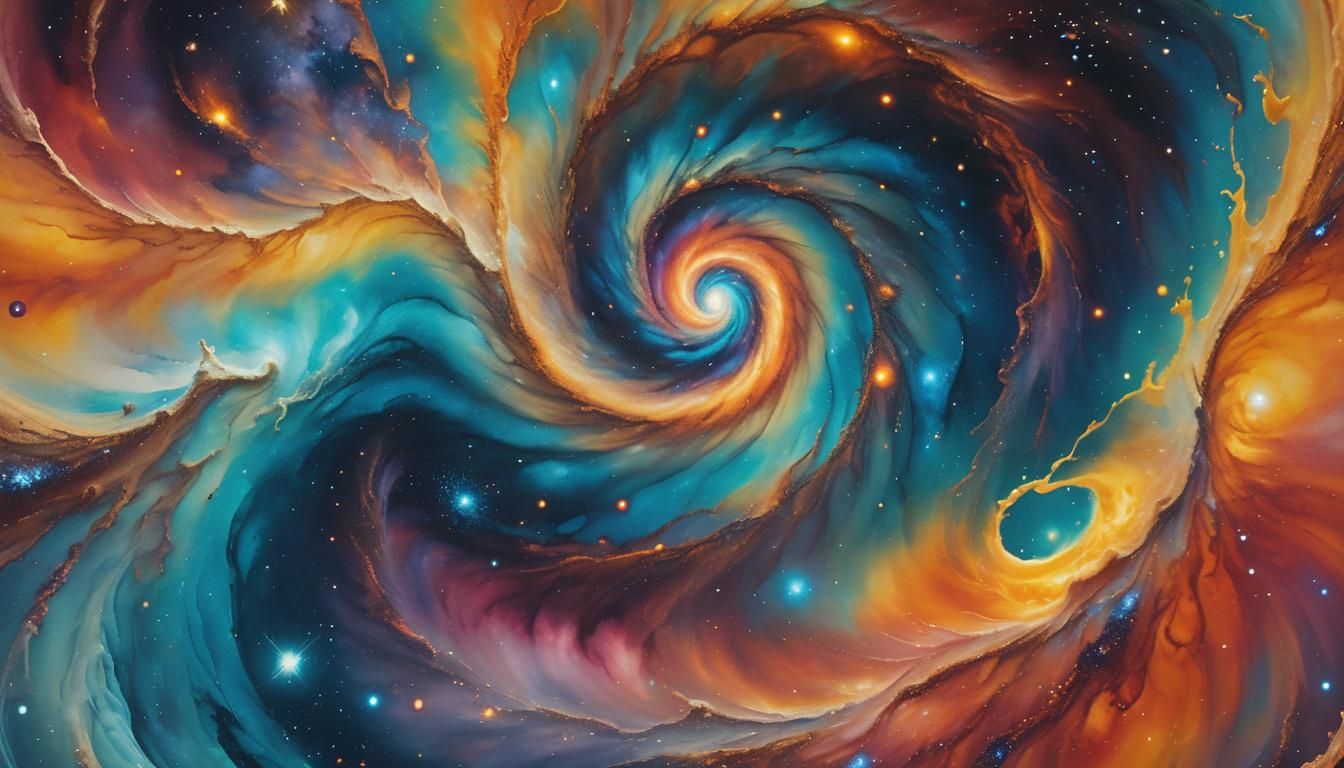 Galactic Maelstrom: A 3D Watercolor Star Tunnel