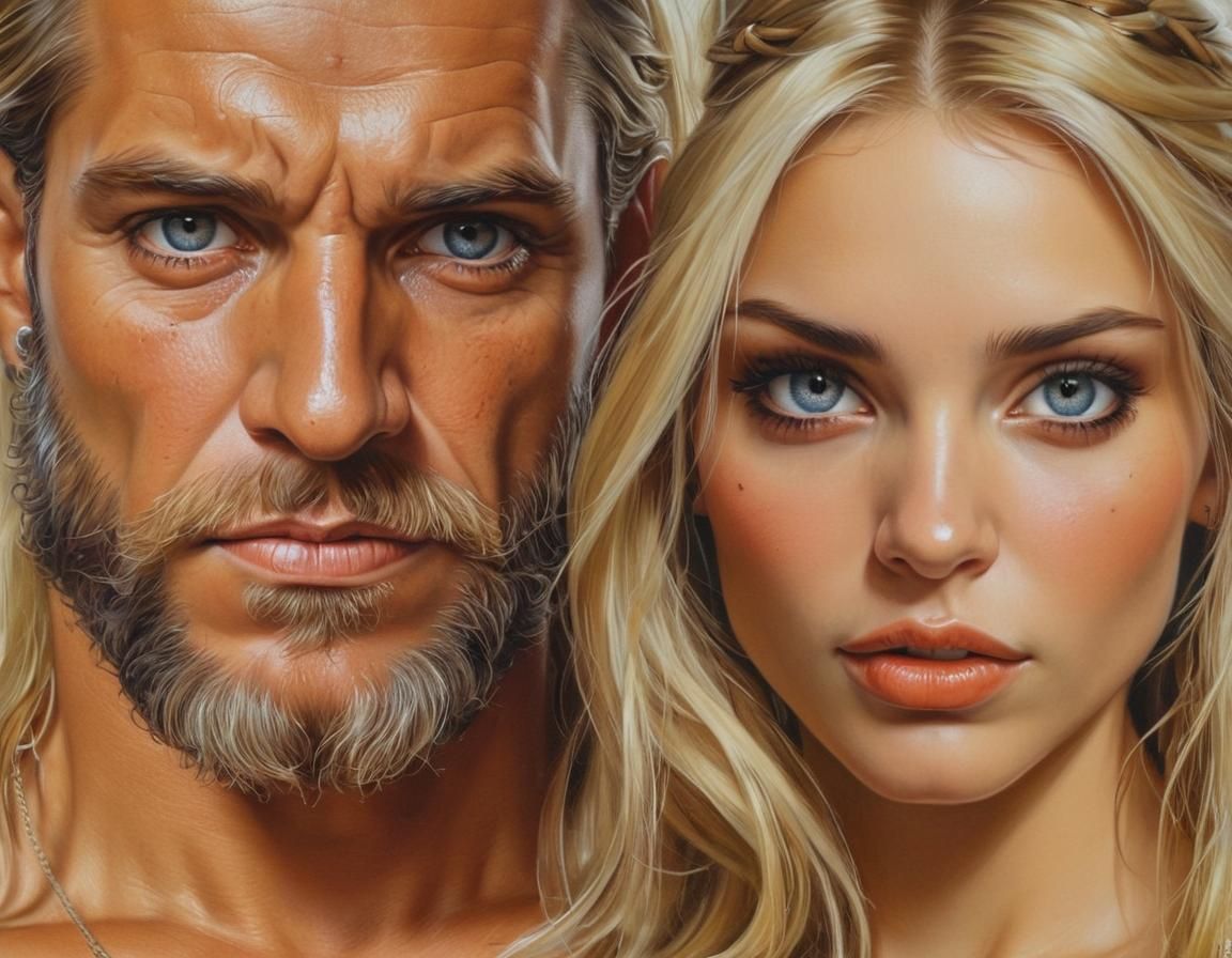Barbarian and Blonde in Heroic Fantasy Style
