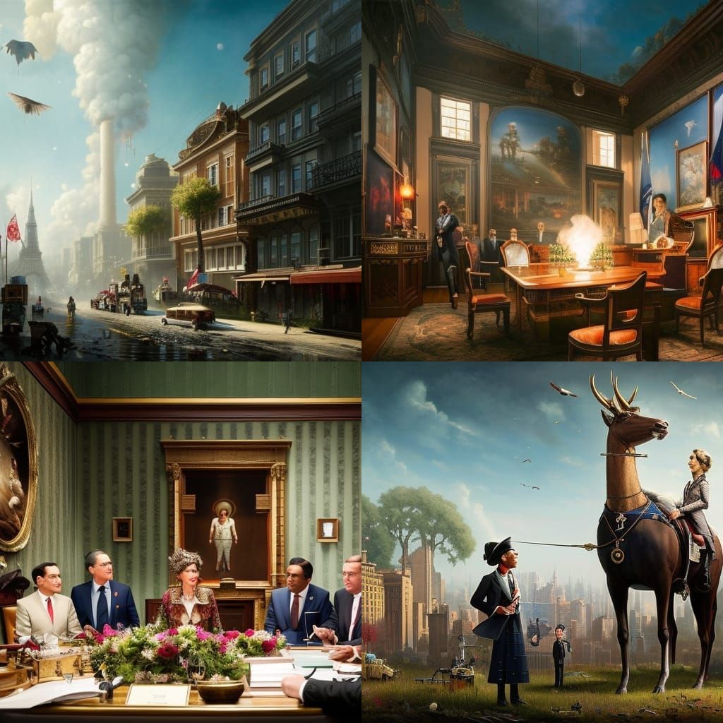 Detailed Satirical Political Panorama in Unreal Engine 5