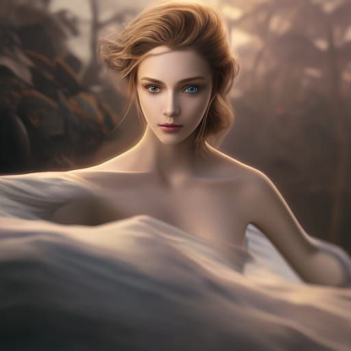 Pretty girl blown away by the wind.