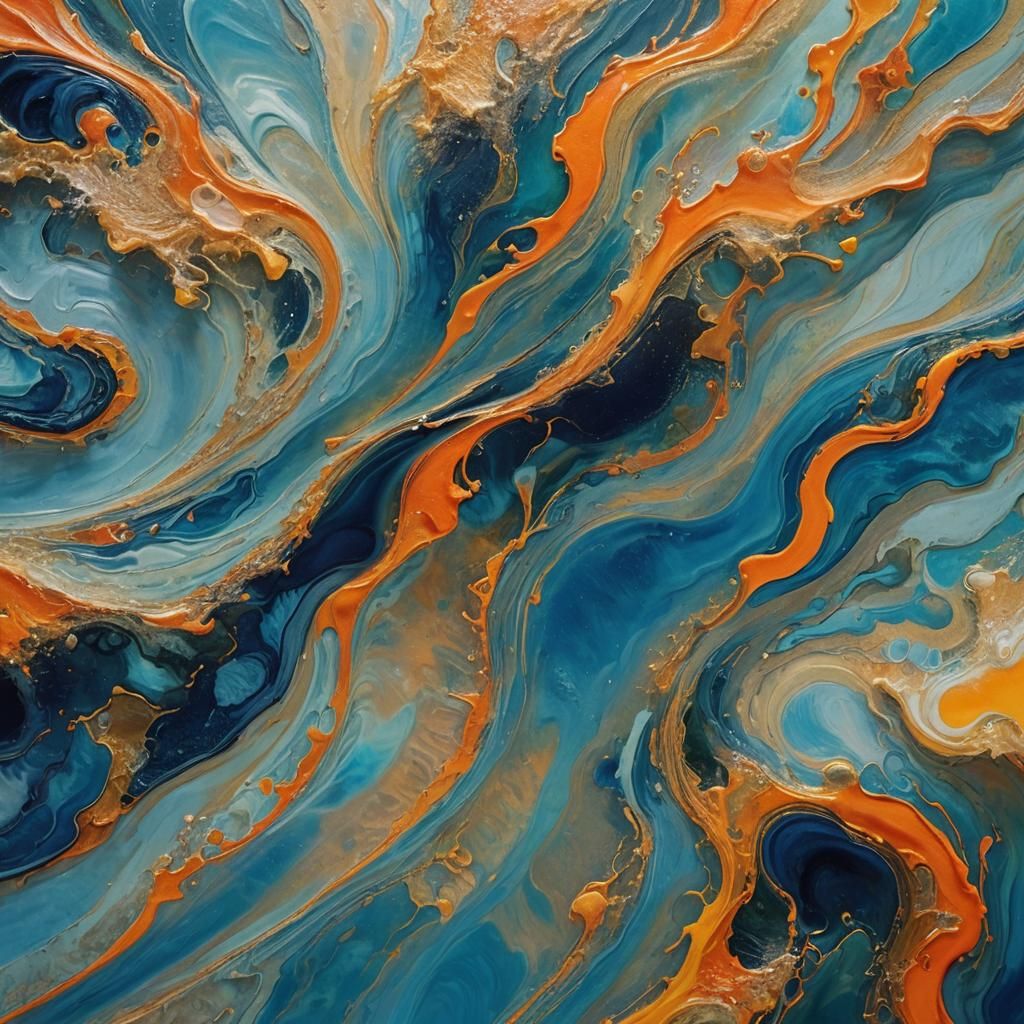 Expressionist Abstract Sea: Turbulent Waves in Deep Blue