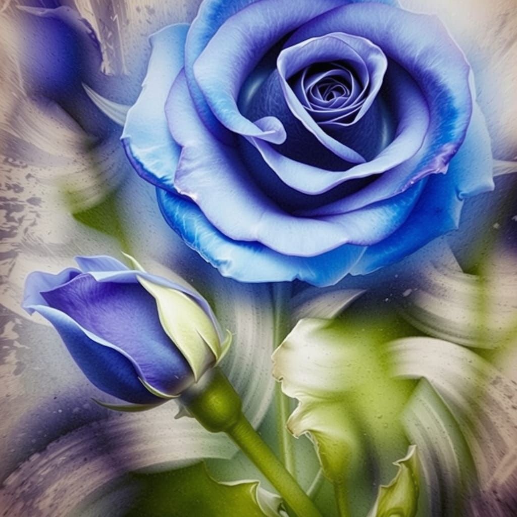 Majestic Blue Rose in Cinematic Black and White
