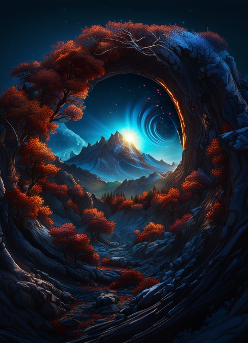 Mountain Landscape with Black Hole Sun