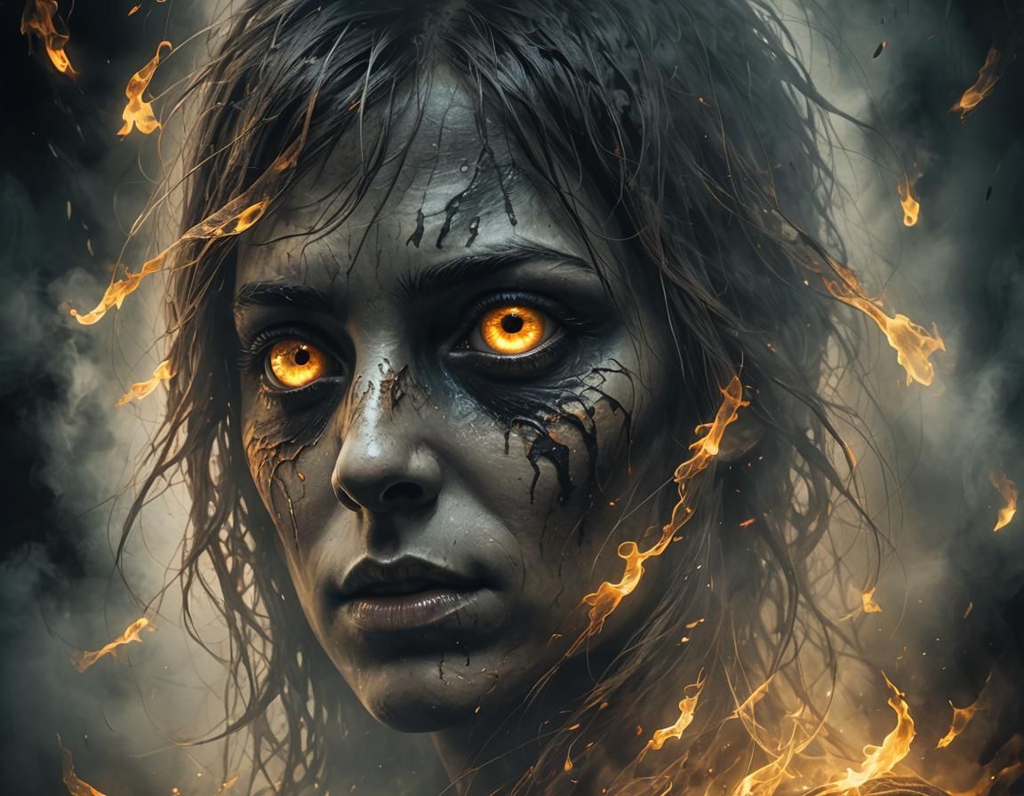 Ethereal Ghost Emerges from Misty Dark Fantasy World