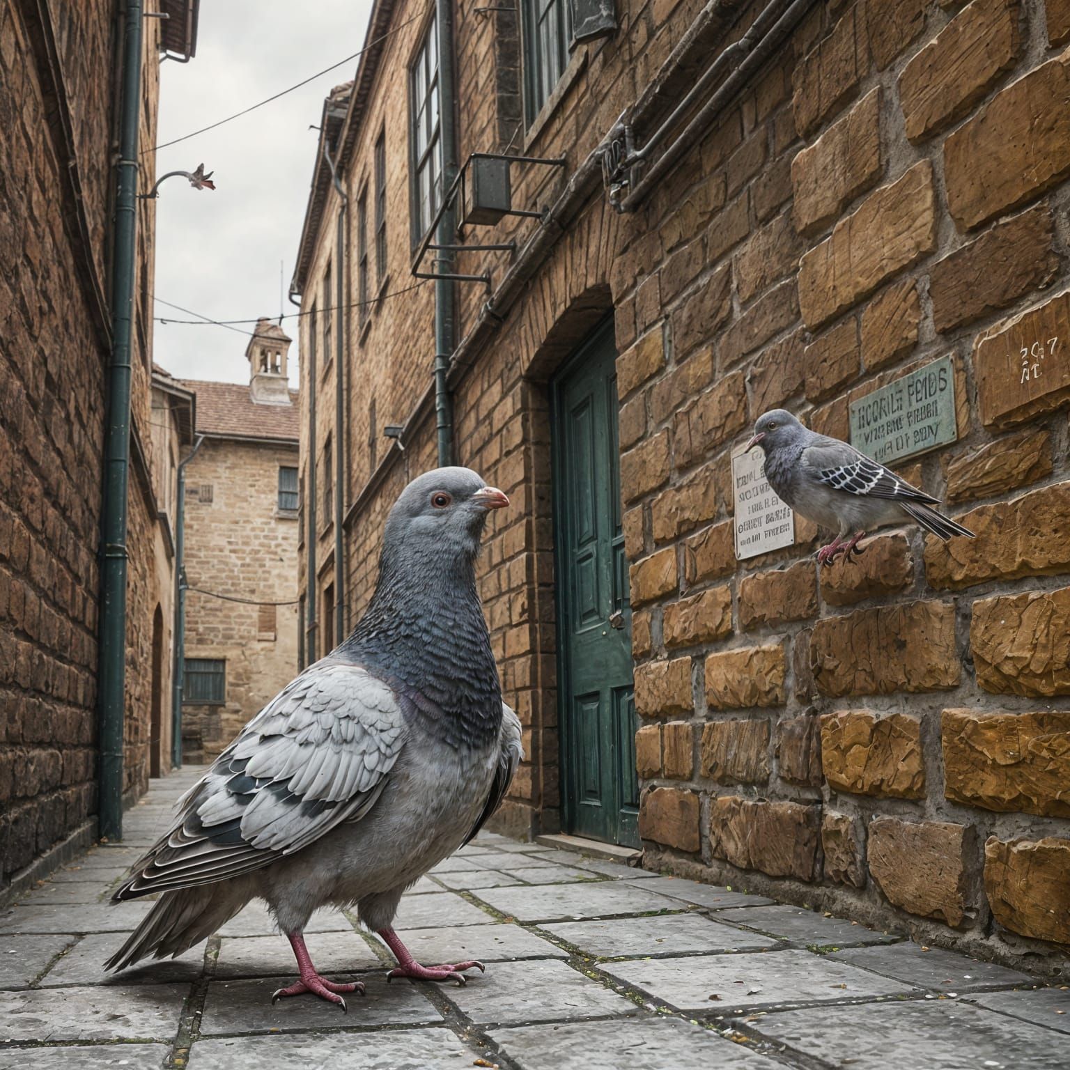 Pigeon Chatting to Sparrow