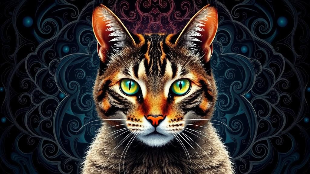 Surreal Cat Portrait in Fantasy MC Escher Style