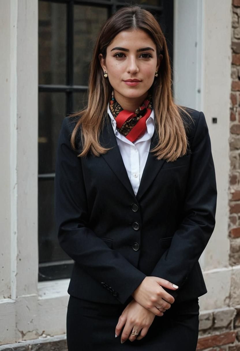 Elegant Turkish Woman in Preppy Business Attire
