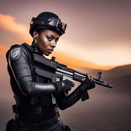 Beautiful African Woman as SWAT Officer