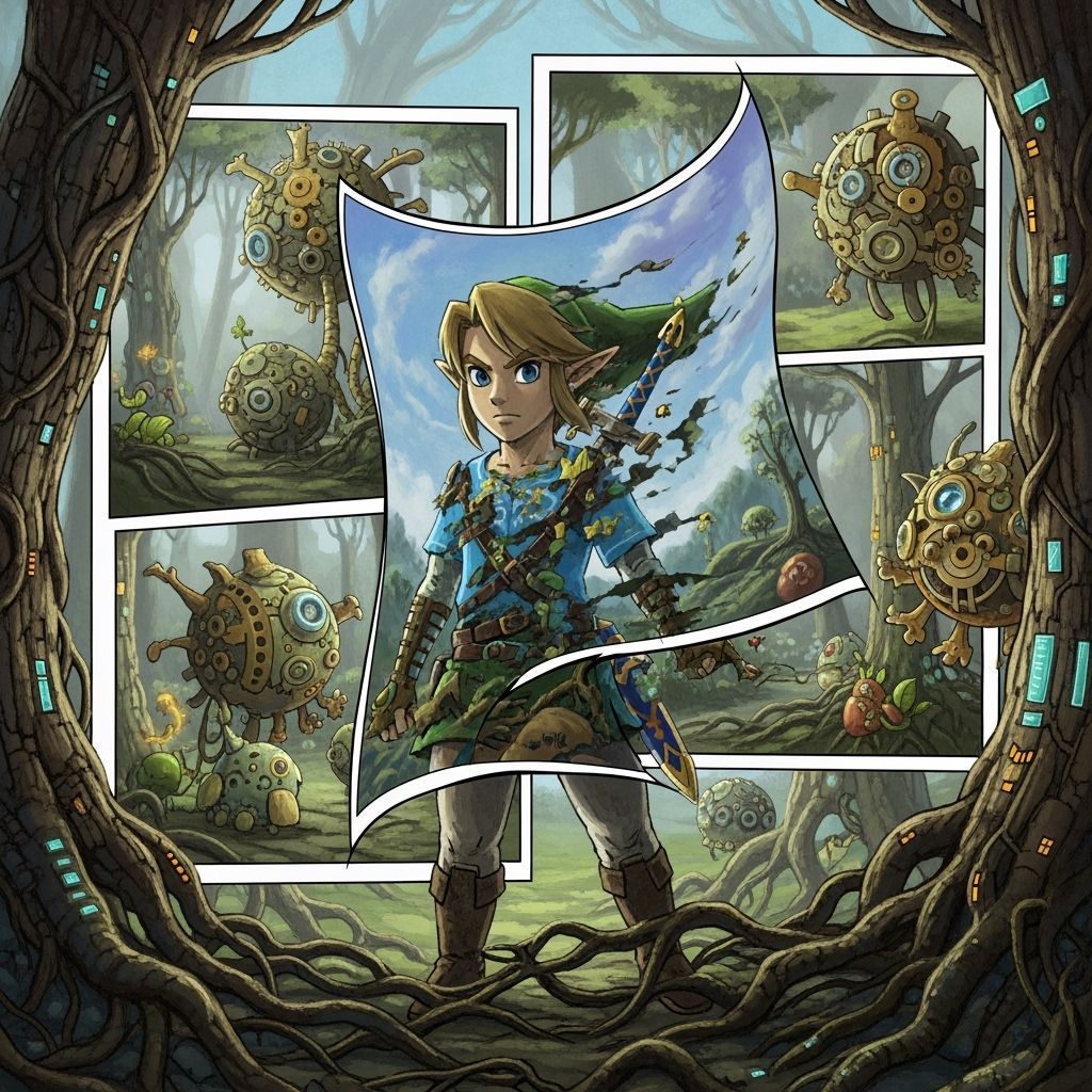 Zelda Enters Wind Waker Painting: Mechanical Forest